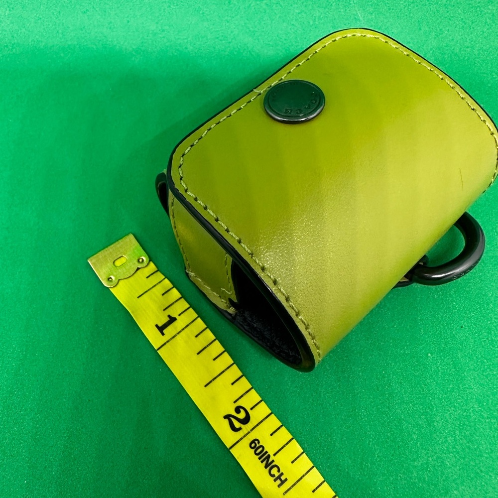 Coach Green Leather Snap Mini Pouch for early gen Apple AirPods 1st or 2nd. - Picture 7 of 10